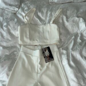 New Naked Wardrobe Elegant Cream Women's Two Piece